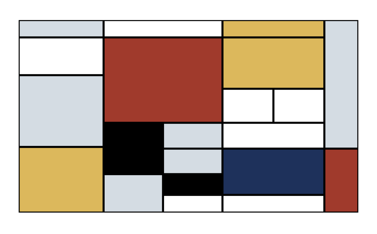 Block Composition with Large Red Plane, Yellow, Black, Gray, and Blue
