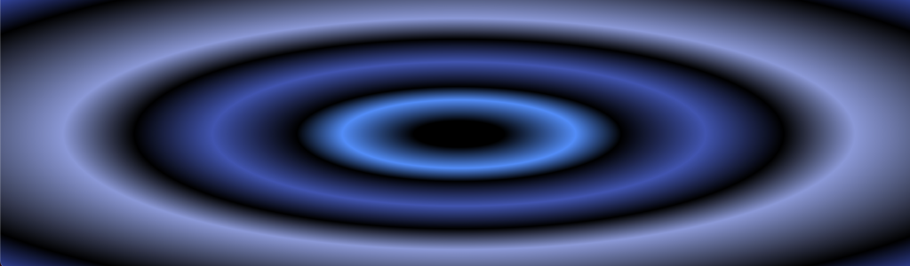 Multiple circles of black and blue collapsing into themselves
